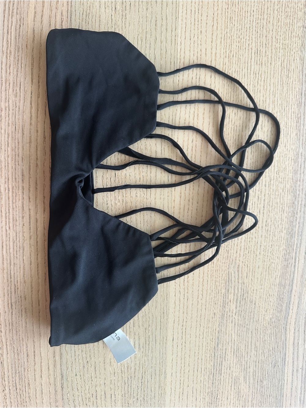 mahina Black Strappy Bikini Top